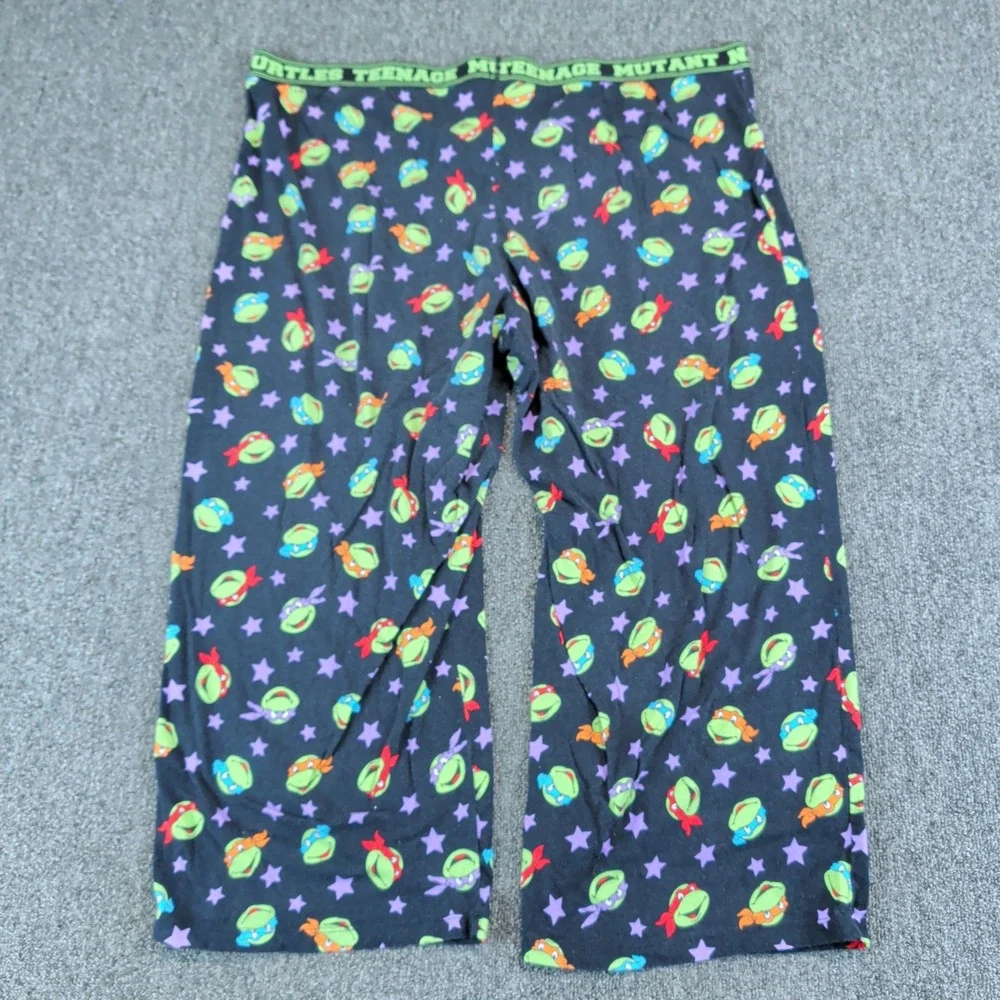 Nickelodeon TMNT Pajama Pants Boys XL 16-18 Black Cotton Sleepwear Star Print